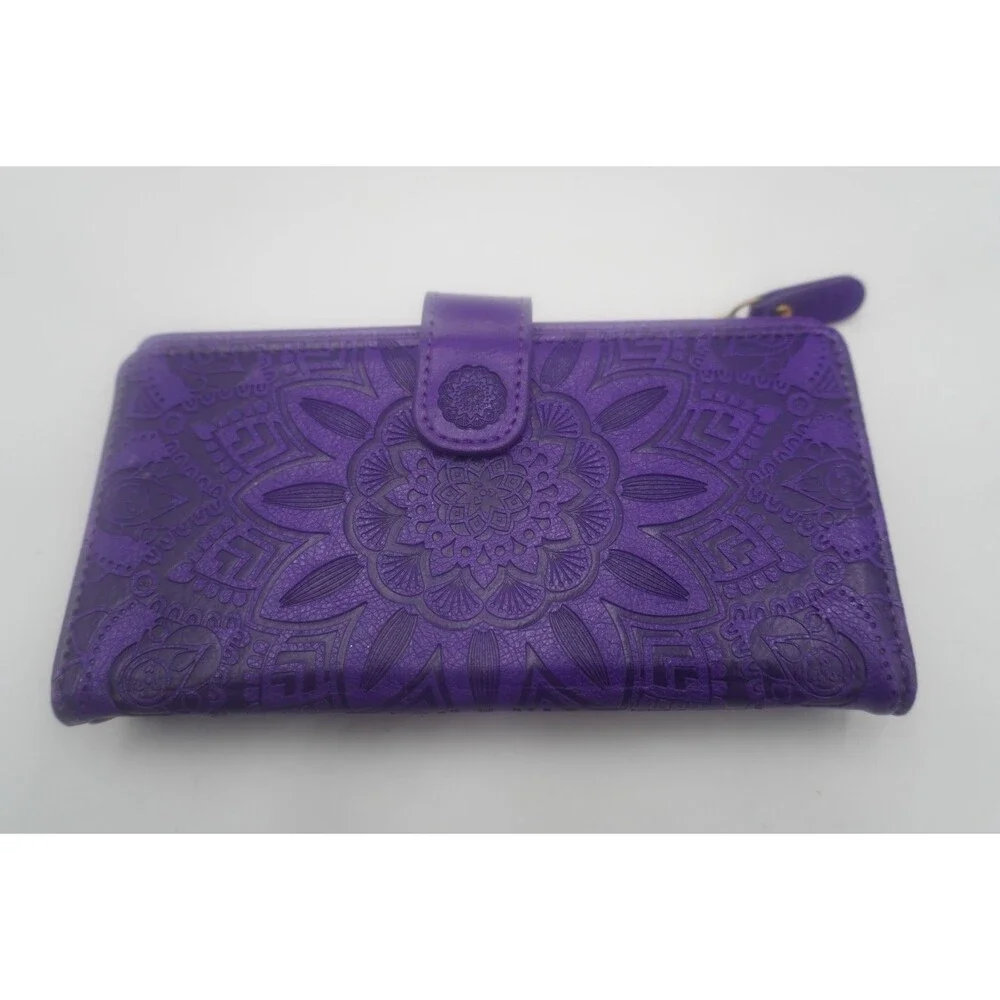Harryshell Magnetic Zipper Leather Wallet Samsung Galaxy Note 20 Flower Purple
